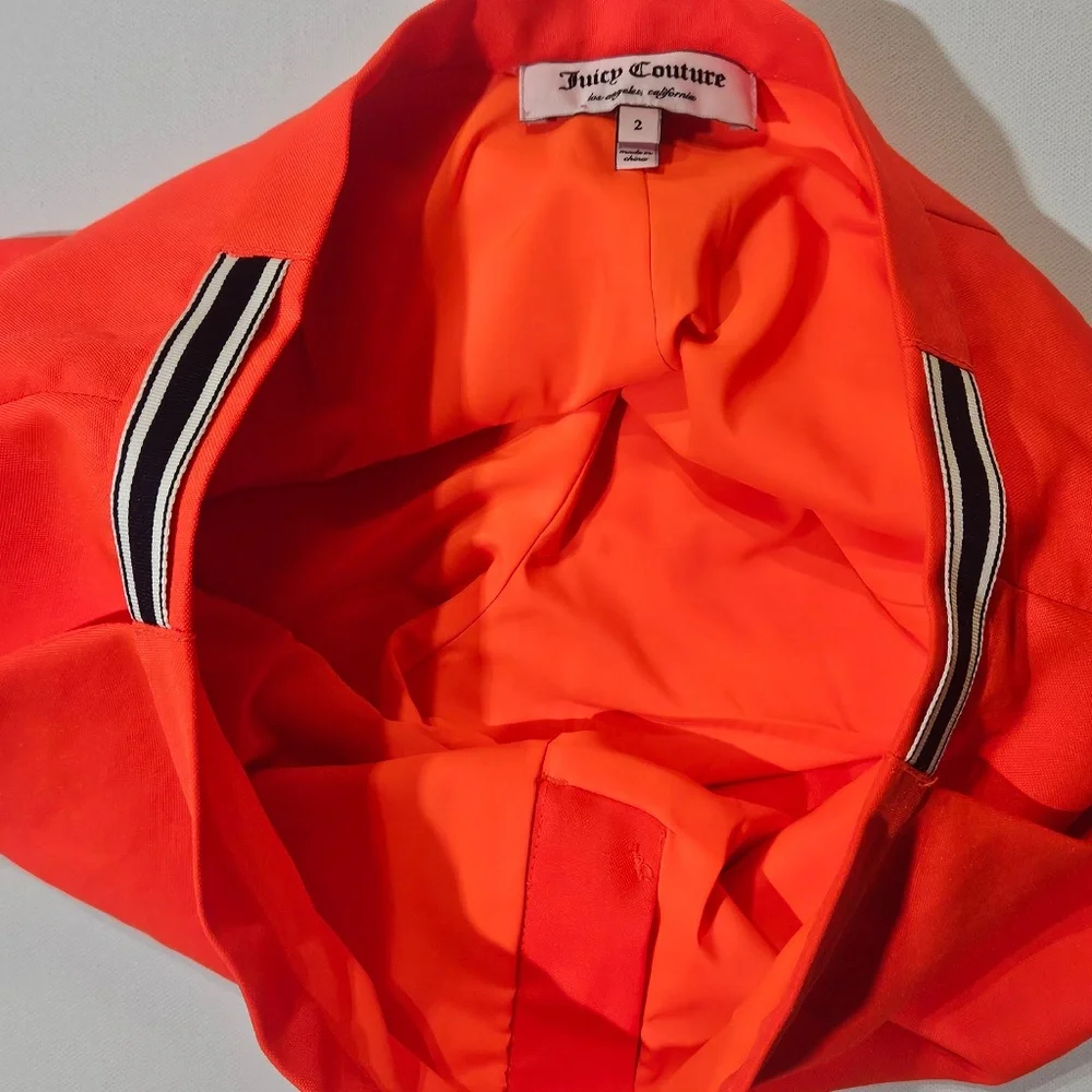Juicy Couture Shorts Womens 2 Orange Chino Flat Front Zip‎ Lined Pockets Summer